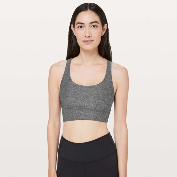 Lululemon Heathered Gray/Black Energy Bra Long Line - Picture 4 of 5